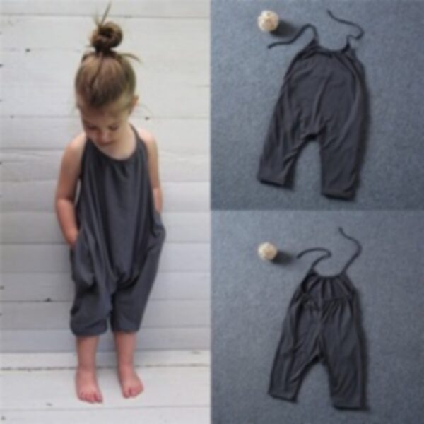 Girls' Summer Solid Jumpsuit – Soft and Stylish Baby Overalls - Image 4