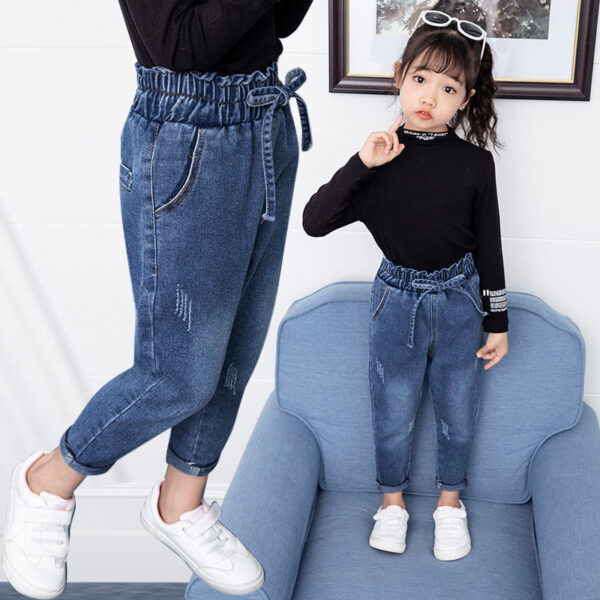 Spring And Autumn Girls Jeans Pants Girls Loose Jeans Pants - Image 4