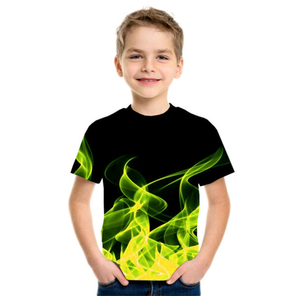 New Boys' Three-color Flame 3D Printed Short-sleeved T-shirt - Image 8