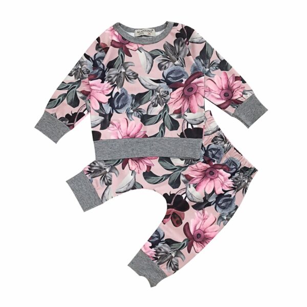 Autumn Baby Girl Clothing Set – Floral Print Newborn Leisure Outfit - Image 3