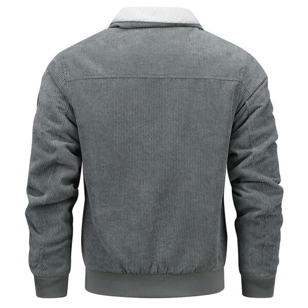 Men's Winter Fleece Jacket – Warm Lapel Cotton Coat with Pockets - Image 6