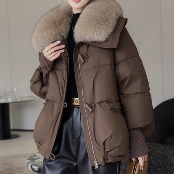 Women's Short Down Cotton Jacket – Thickened Winter Coat with Fur Collar - Image 7