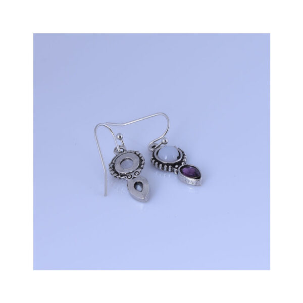 "Elegant Vintage Moonstone Earrings – Thai Silver with Amethyst Water Drop Design" - Image 4