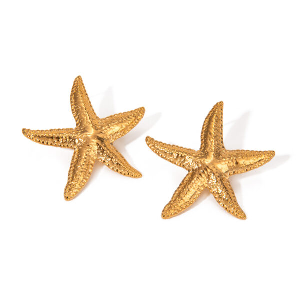 18K Gold Stainless Steel Marine Shell Starfish Earrings & Necklace Set – Women's Fashion Jewelry - Image 2