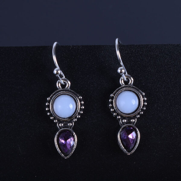 "Elegant Vintage Moonstone Earrings – Thai Silver with Amethyst Water Drop Design" - Image 5