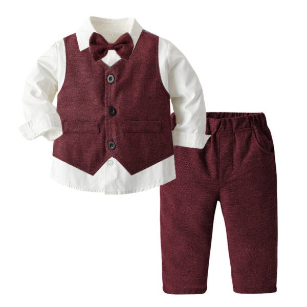 Boys Autumn Clothing Children's Suit Three-piece Set - Image 2