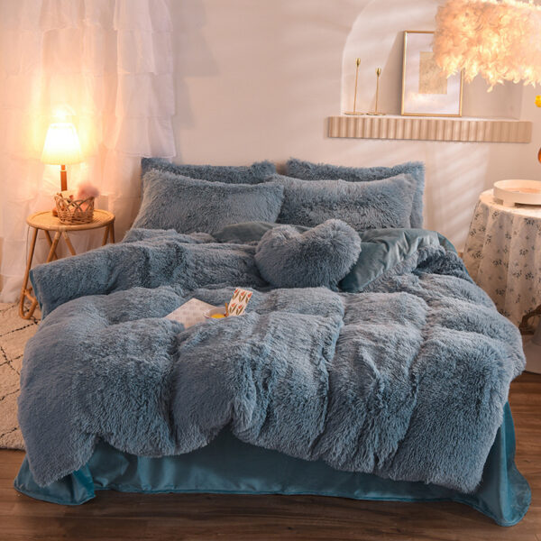 "Winter Warm Bedding Set – Shaggy Fleece Duvet Cover & Pillowcases for Queen & King Beds" - Image 10