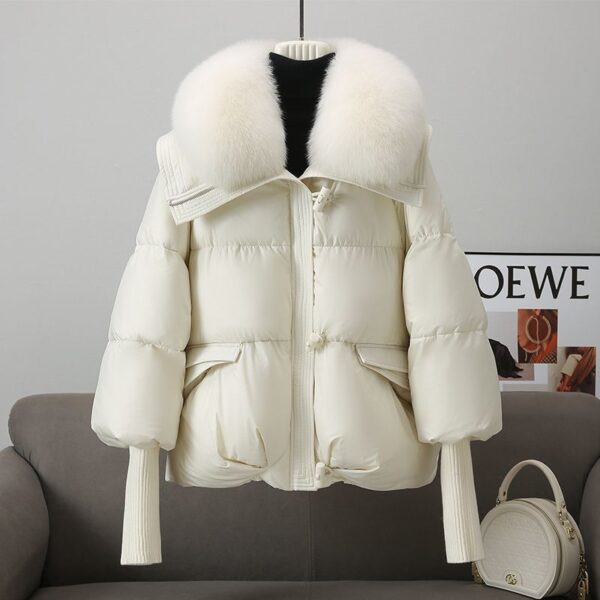 Women's Short Down Cotton Jacket – Thickened Winter Coat with Fur Collar - Image 8