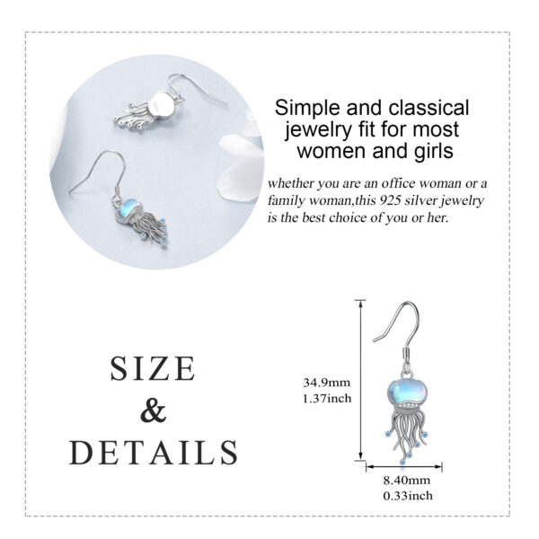 Sterling Silver Ocean Jellyfish Moonstone Dangle Earrings – Jewelry Gifts for Women TDG - Image 5