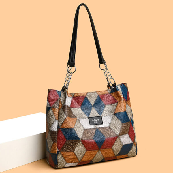 Fashion Retro Geometric Color-Blocking Shoulder Bag – Large Capacity Women’s Handbag - Image 6