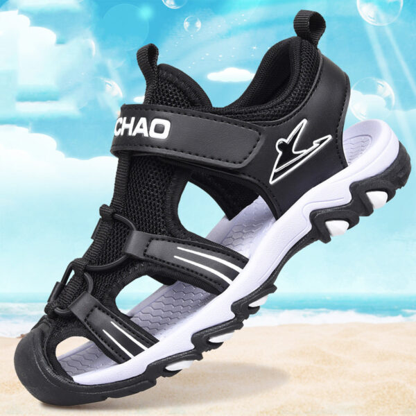 Boys Sandals Baotou Summer Soft Sole Black Children's Beach Shoes Boys Sandals Non-slip - Image 3