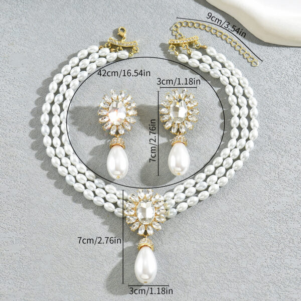 Geometric Women's Pearl Necklace and Earring Set - Image 5