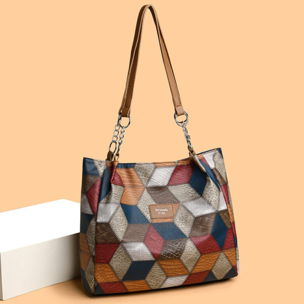 Fashion Retro Geometric Color-Blocking Shoulder Bag – Large Capacity Women’s Handbag - Image 8