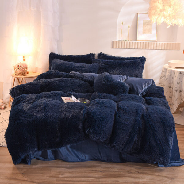 "Winter Warm Bedding Set – Shaggy Fleece Duvet Cover & Pillowcases for Queen & King Beds" - Image 9