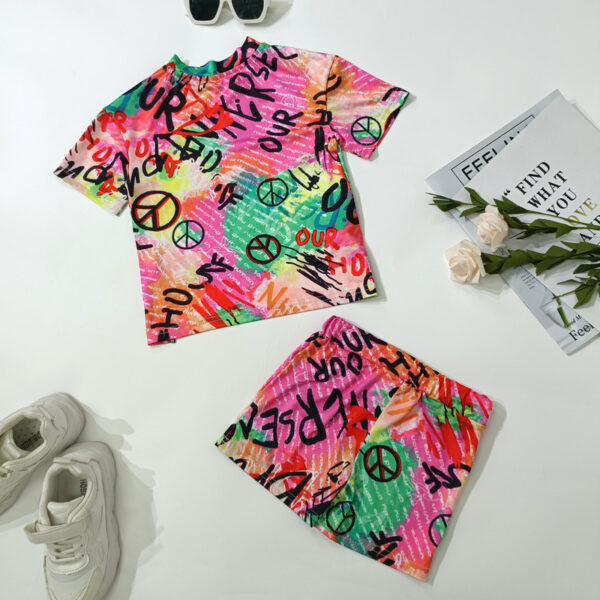 Girls' Printed Casual Loose-Fit Fashion Outfit - Image 3