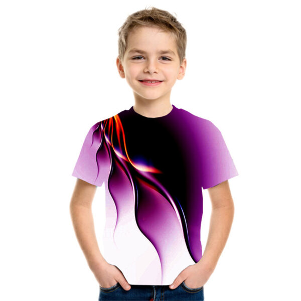 New Boys' Three-color Flame 3D Printed Short-sleeved T-shirt - Image 5