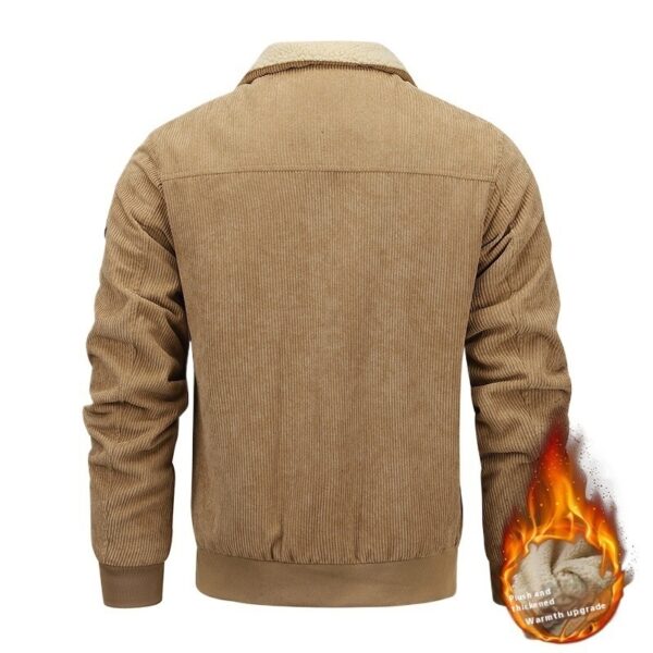 Men's Winter Fleece Jacket – Warm Lapel Cotton Coat with Pockets - Image 2