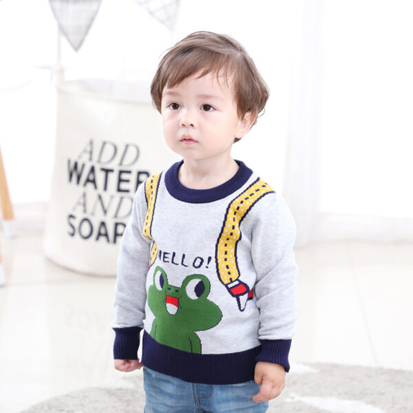 Boys all-match suspenders frog knitted sweater - Image 4