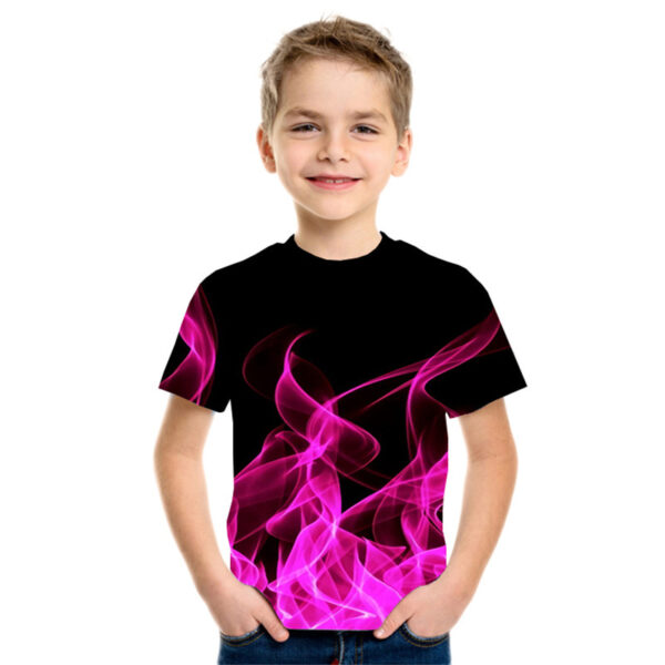 New Boys' Three-color Flame 3D Printed Short-sleeved T-shirt - Image 9