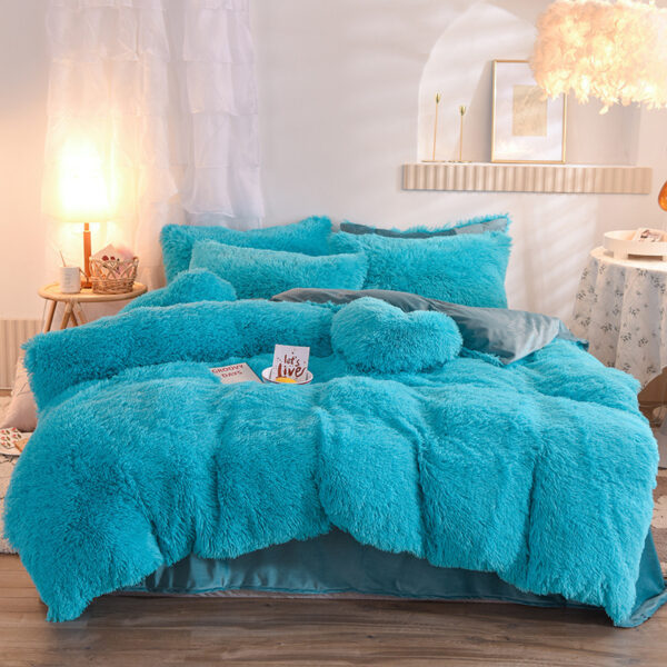 "Winter Warm Bedding Set – Shaggy Fleece Duvet Cover & Pillowcases for Queen & King Beds" - Image 6