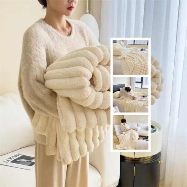 "Warm Double-Sided Rabbit Fur Throw – Cozy & Soft Blanket" - Image 4