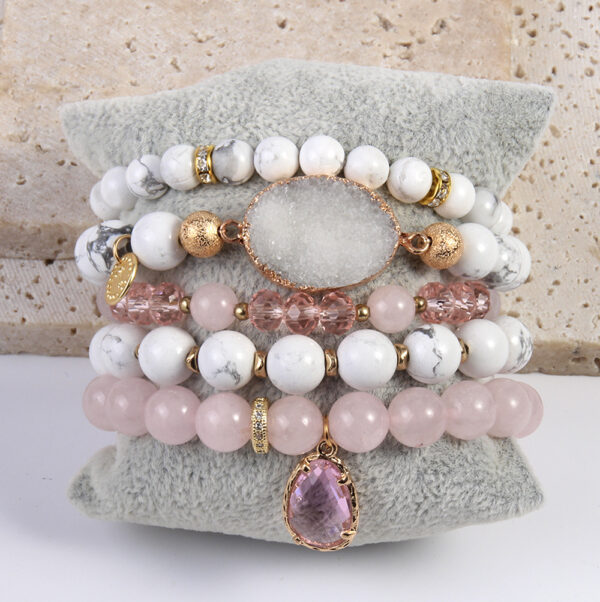 Elegant Women's Pink Crystal Cluster Bracelet