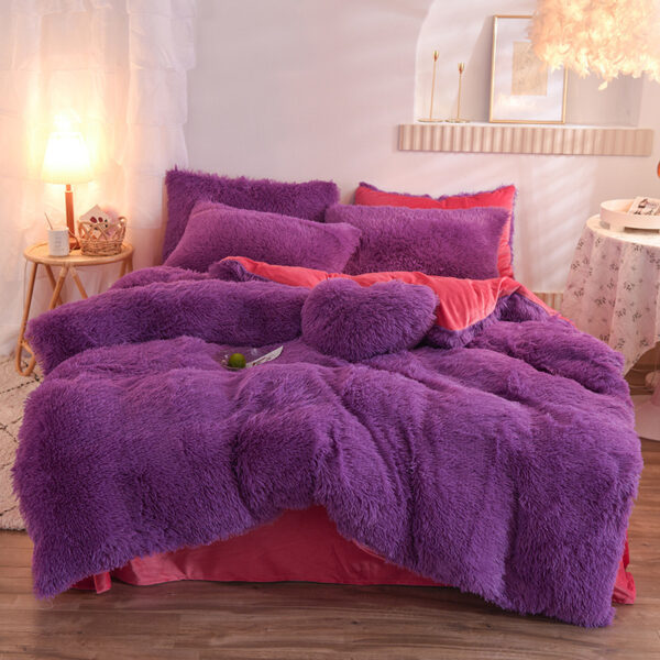 "Winter Warm Bedding Set – Shaggy Fleece Duvet Cover & Pillowcases for Queen & King Beds" - Image 2