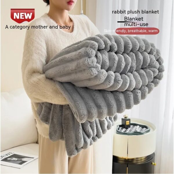 "Warm Double-Sided Rabbit Fur Throw – Cozy & Soft Blanket" - Image 2