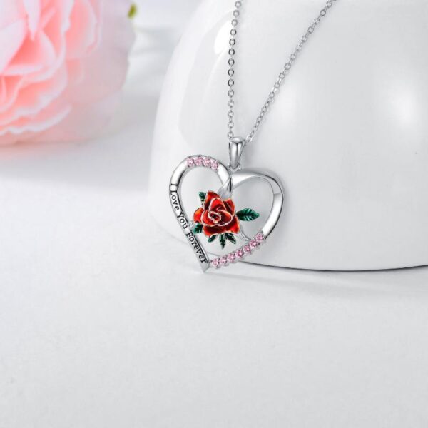 Sterling Silver Rose Flower Necklace – "I Love You Forever" Jewelry TDG