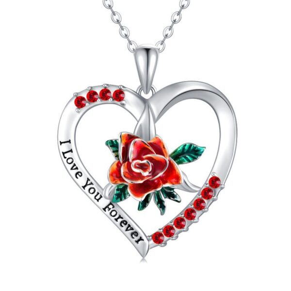 Sterling Silver Rose Flower Necklace – "I Love You Forever" Jewelry TDG - Image 2