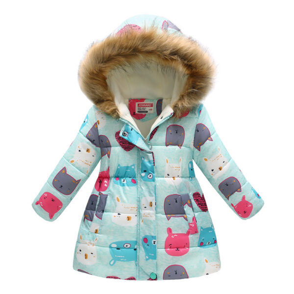 Printed Cartoon Cotton Jacket for Big Boys – Long Fur Collar Hooded Fashion Jacket - Image 8