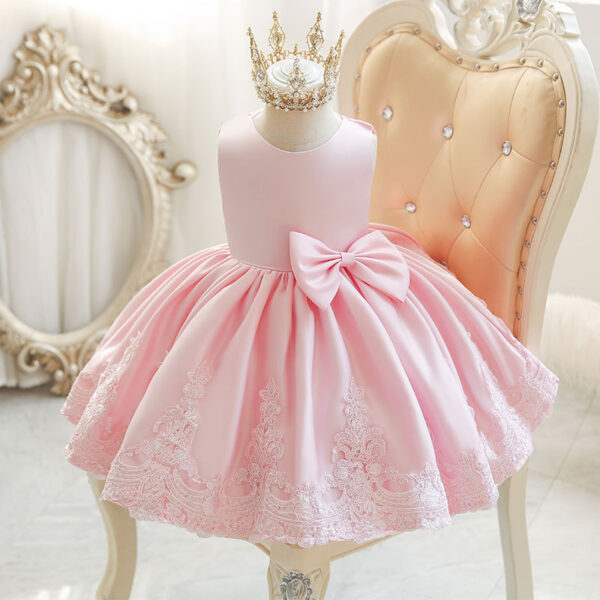 Girls' Fashion Short Dress with Personalized Bow Detail - Image 6