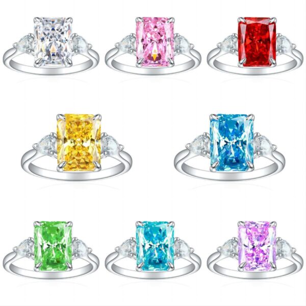 Colorful Rectangular Rhinestone Ring Ins Fashion Love Rings For Women Luxury Jewelry - Image 9