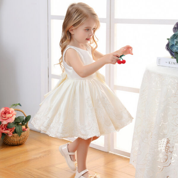 Girls' Fashion Short Dress with Personalized Bow Detail