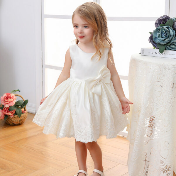 Girls' Fashion Short Dress with Personalized Bow Detail - Image 3