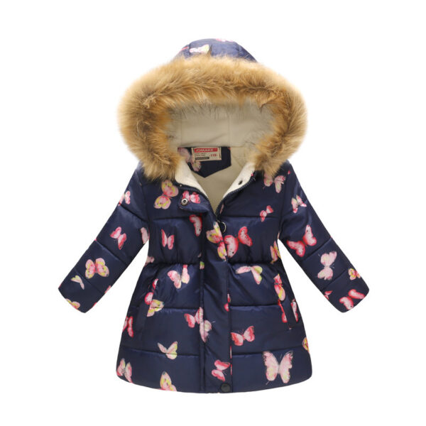 Printed Cartoon Cotton Jacket for Big Boys – Long Fur Collar Hooded Fashion Jacket - Image 4