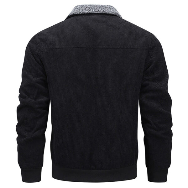 Men's Winter Fleece Jacket – Warm Lapel Cotton Coat with Pockets - Image 5