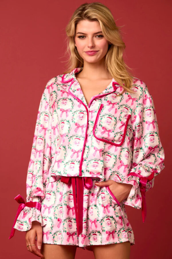 Women's Christmas Pajama Set – 2-Piece Santa Tree Print Loungewear - Image 5