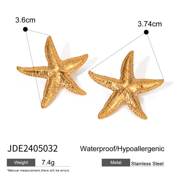 18K Gold Stainless Steel Marine Shell Starfish Earrings & Necklace Set – Women's Fashion Jewelry - Image 5