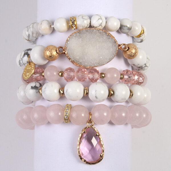 Elegant Women's Pink Crystal Cluster Bracelet - Image 5