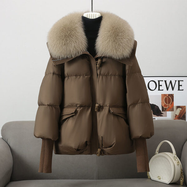 Women's Short Down Cotton Jacket – Thickened Winter Coat with Fur Collar - Image 9