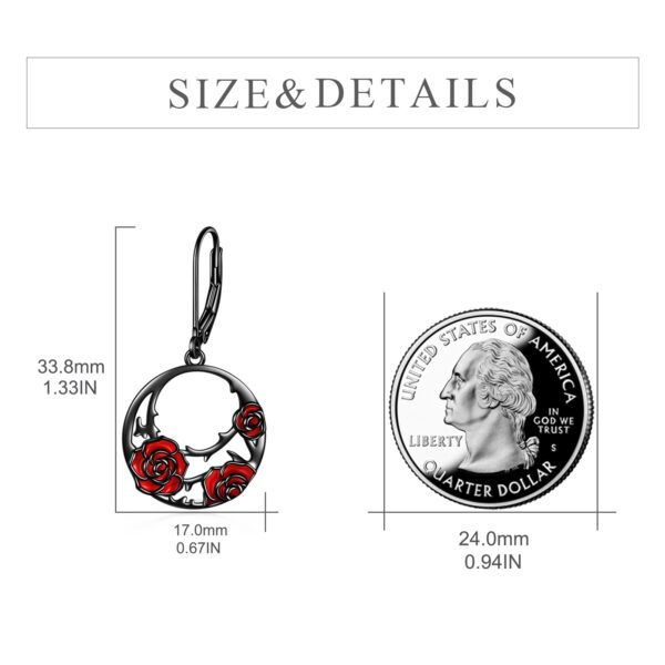 Sterling Silver Red Rose Flower Leverback Earrings – Jewelry for Women TDG - Image 2