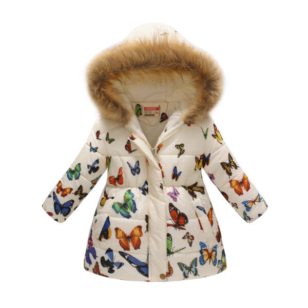 Printed Cartoon Cotton Jacket for Big Boys – Long Fur Collar Hooded Fashion Jacket - Image 3