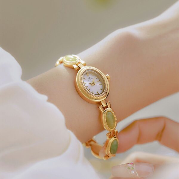 Luxury Women's Jade Bracelet Watch – Elegant & Waterproof Gift - Image 3