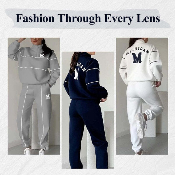 Women's 2-Piece Lounge Set – Baggy Pullover Sweatshirt and Sweatpants with Pockets - Image 2