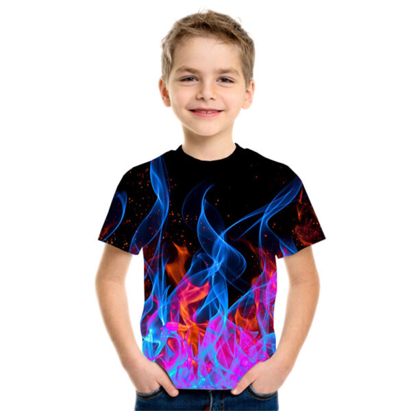 New Boys' Three-color Flame 3D Printed Short-sleeved T-shirt - Image 10