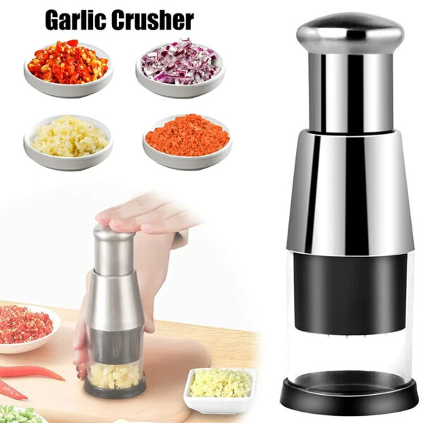 "Manual Garlic Crusher & Vegetable Chopper – Onion Squeezer and Kitchen Gadget"