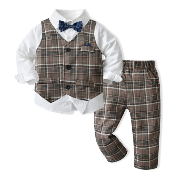 Boys Autumn Clothing Children's Suit Three-piece Set - Image 4