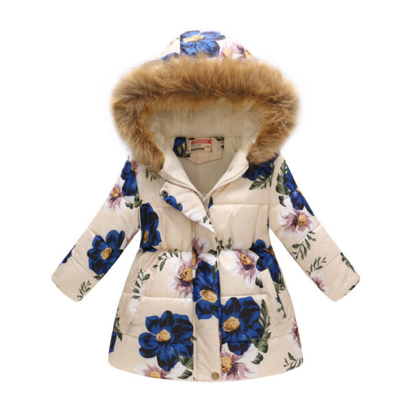 Printed Cartoon Cotton Jacket for Big Boys – Long Fur Collar Hooded Fashion Jacket - Image 2